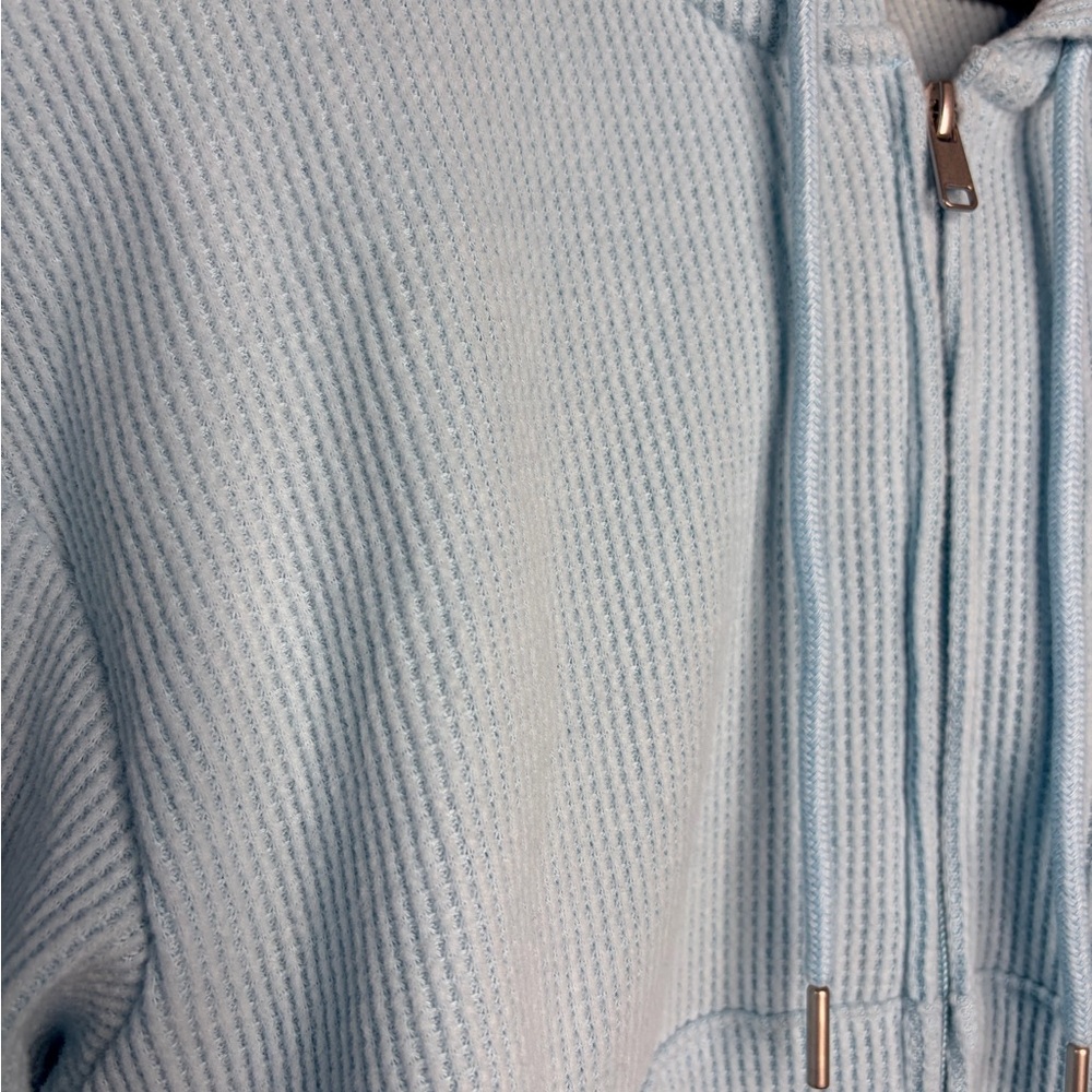 NWT Auden Women's Waffle Thermal Hoodie Sweatshirt Sleep Loungewear Turquoise XS - Picture 6 of 9